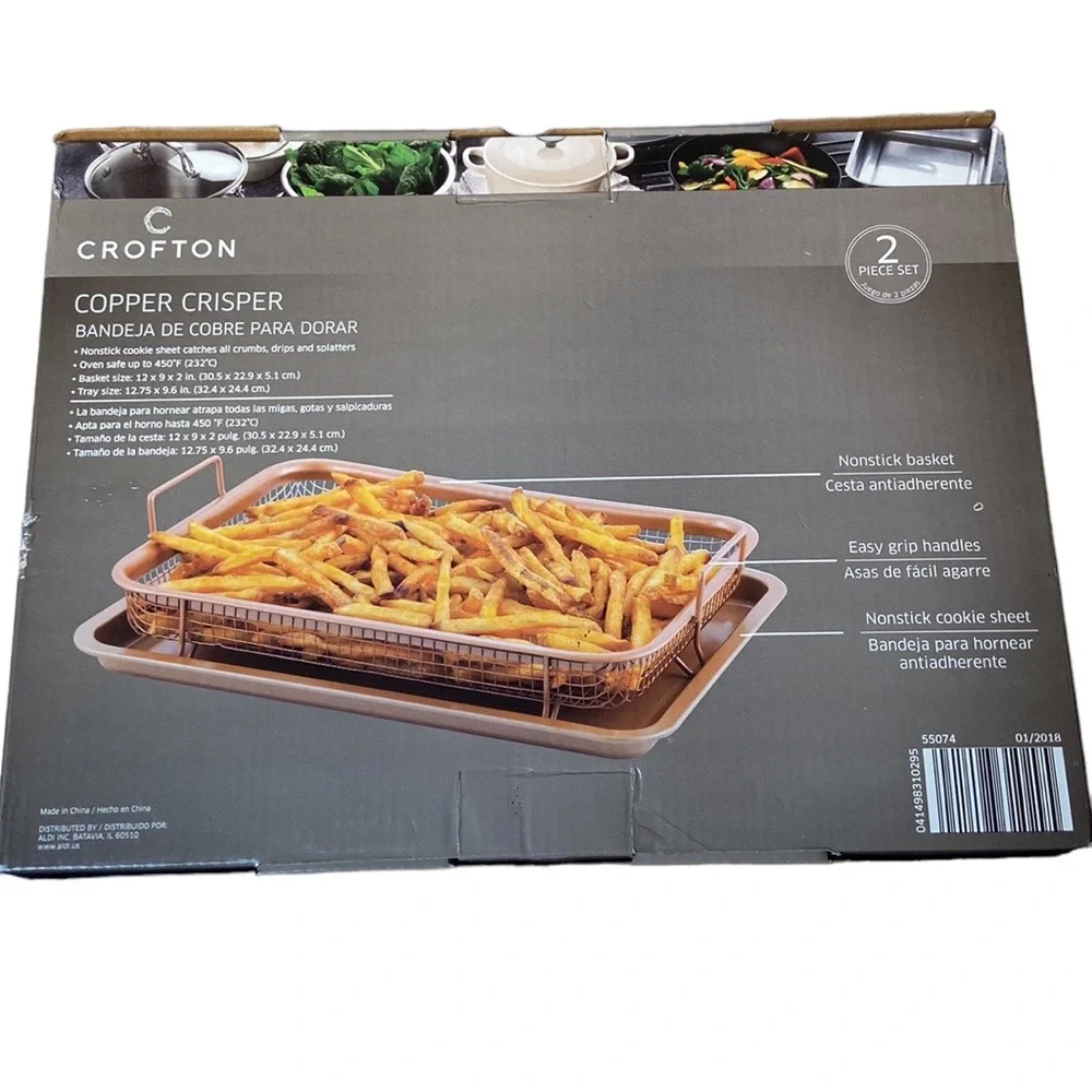 Crofton Copper Crisper Nonstick Basket & Cookie Sheet Two Piece Set - Picture 2 of 9